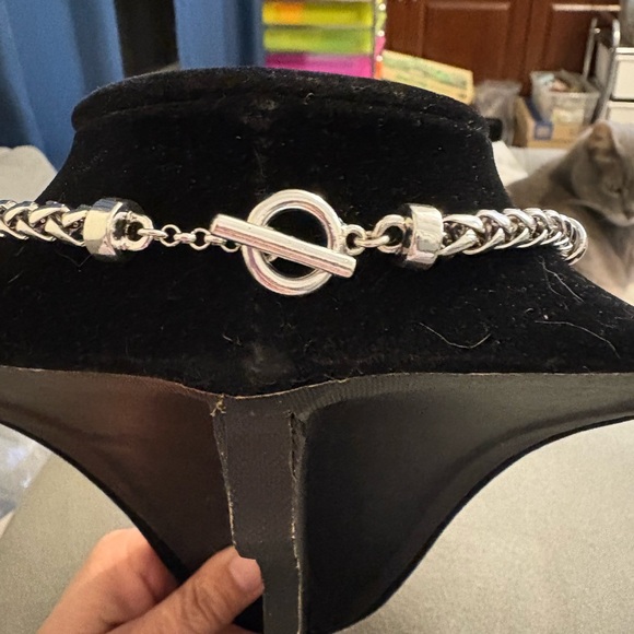 Lauren Ralph Lauren Signed LRL Silver Tone Chunky Wheat Chain 17”Toggle Necklace - Picture 3 of 5